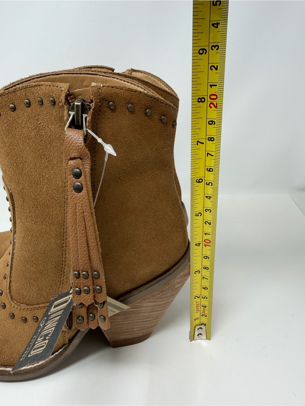 Dingo NWT Classy N Sassy Western Booties Snip Toe Leather Camel Brown Size 7 - Picture 9 of 12